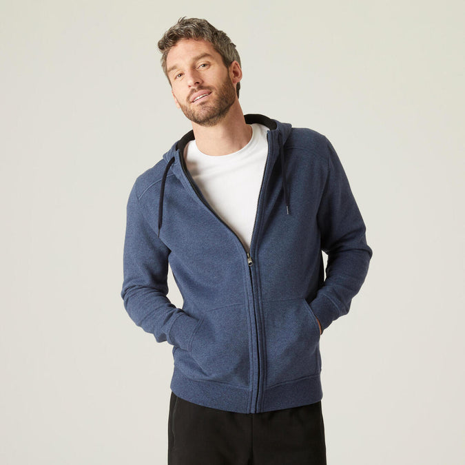 





Men's Straight-Cut Zipped Hoodie With Pocket 500 - Grey, photo 1 of 6