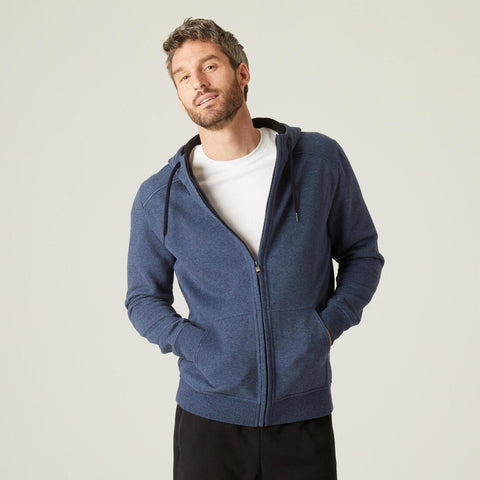 





Men's Straight-Cut Zipped Hoodie With Pocket 500 - Grey