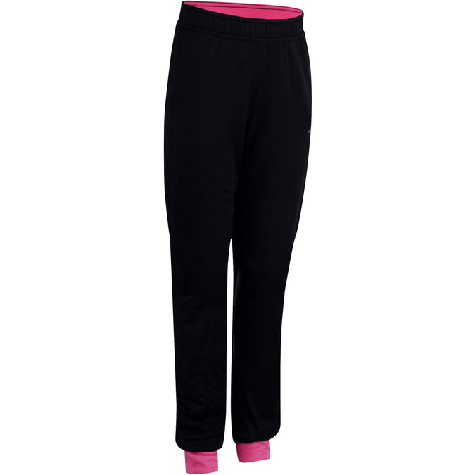 





960 Girls' Slim-Fit Warm Gym Bottoms with Pockets - Black / Pink, photo 1 of 15