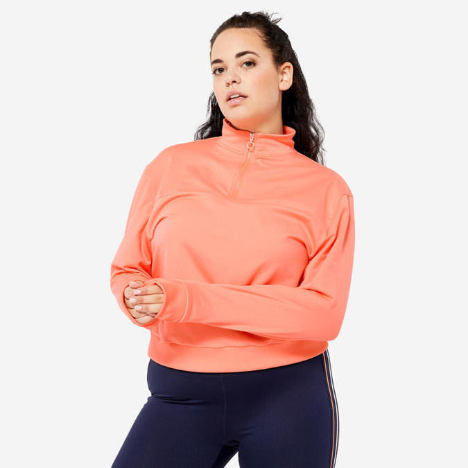





Women's Quarter-Zip Long-Sleeved Cardio Fitness Sweatshirt - Coral, photo 1 of 6