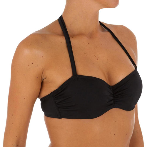 





Women’s Underwired Bandeau Swimsuit Top With Removable Neck Tie - Black