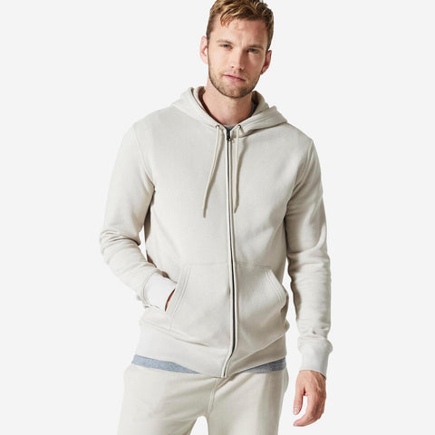 





Men's Zip-Up Fitness Hoodie 500 Essentials - Linen