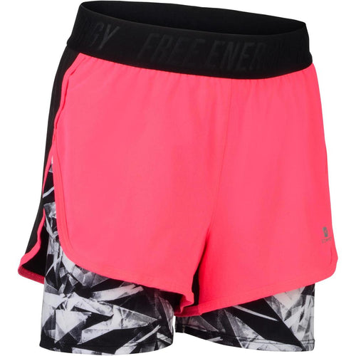 





W900 Girls' Gym Shorts - Black/Pink Print