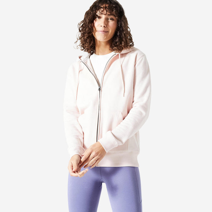 





Women's Zip-Up Fitness Sweatshirt 500 Essentials - Pink Quartz, photo 1 of 5