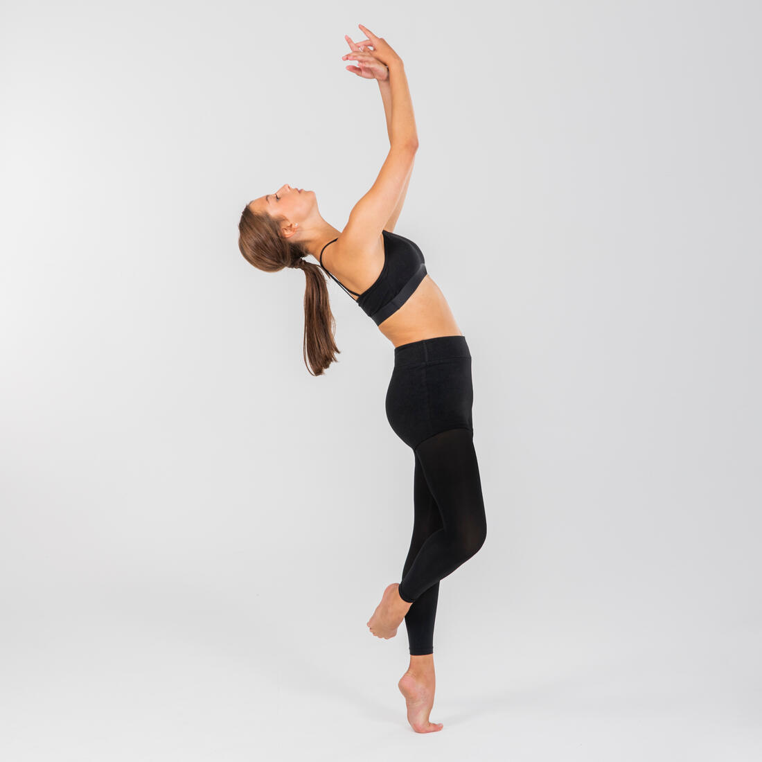 Girls' Modern Dance Slim-Fit High-Waisted Shorts - Black