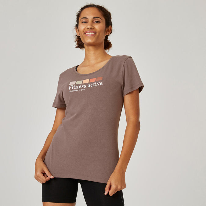 





Women's Short-Sleeved Crew Neck Cotton Fitness T-Shirt 500, photo 1 of 5