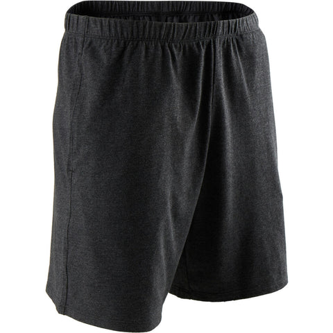 





Men's Short Straight-Cut Cotton Fitness Shorts 100 With Key Pocket