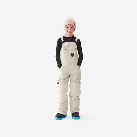 





Kids’ Durable Snowboard Salopettes - Bib 500 Girl - Beige