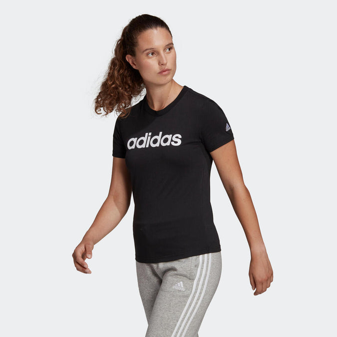 





Women's Short-Sleeved 100% Cotton Crew Neck Fitness T-shirt Linear - Black, photo 1 of 6