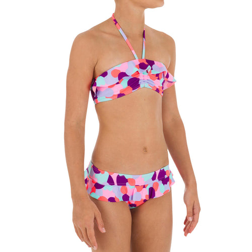 





Girls' Two-Piece Ruffle Bandeau Bikini Swimsuit - Camo Pink